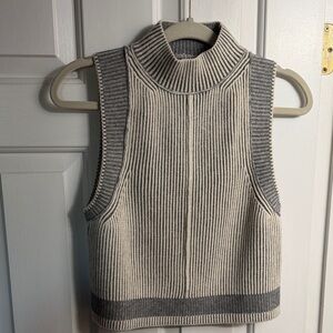 Pilcro Gray and Cream Sleeveless Sweater